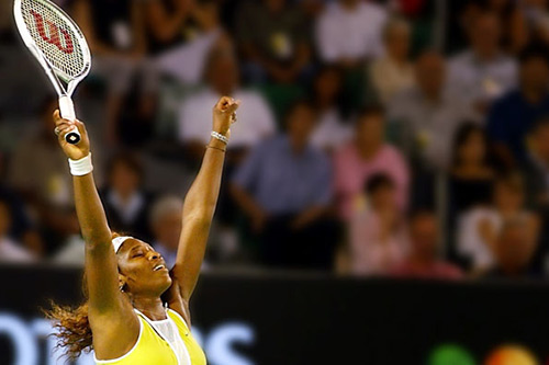Serena Williams using Wilson tennis racket