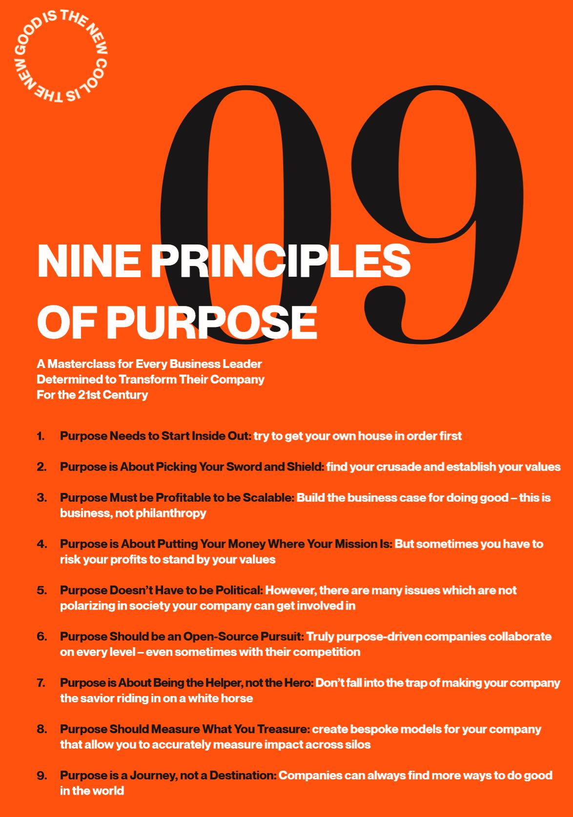 Nine Principles of Purpose from new book Good is The New Cool